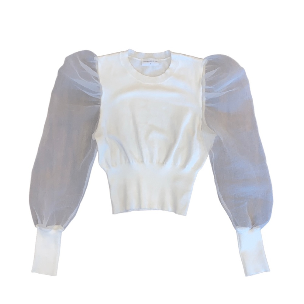 White Puff Sleeve Sweater